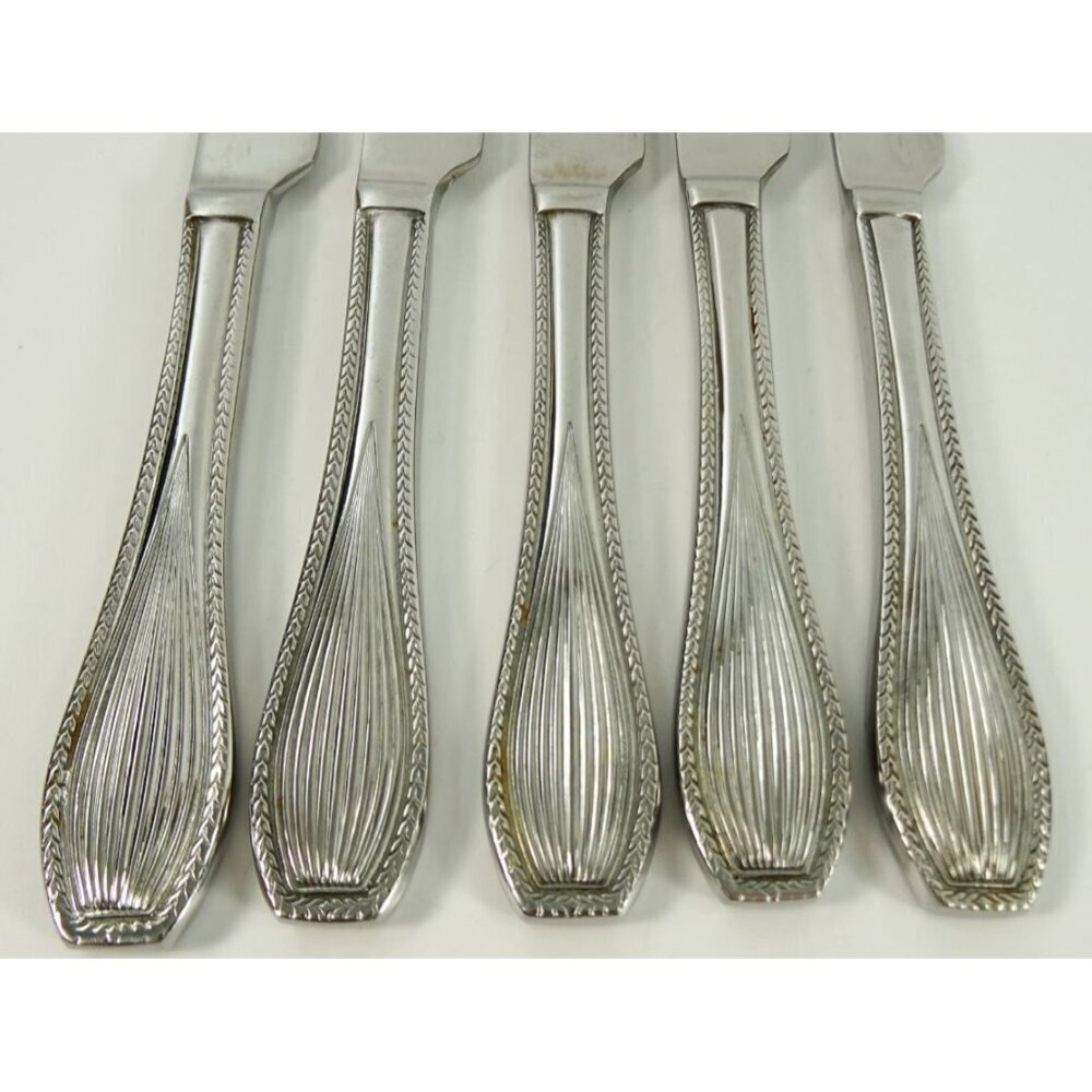 RL Ralph Lauren Bradley Stainless Dinner Knife Lot of 5 Knives Ribbed Curved - Picture 3 of 6